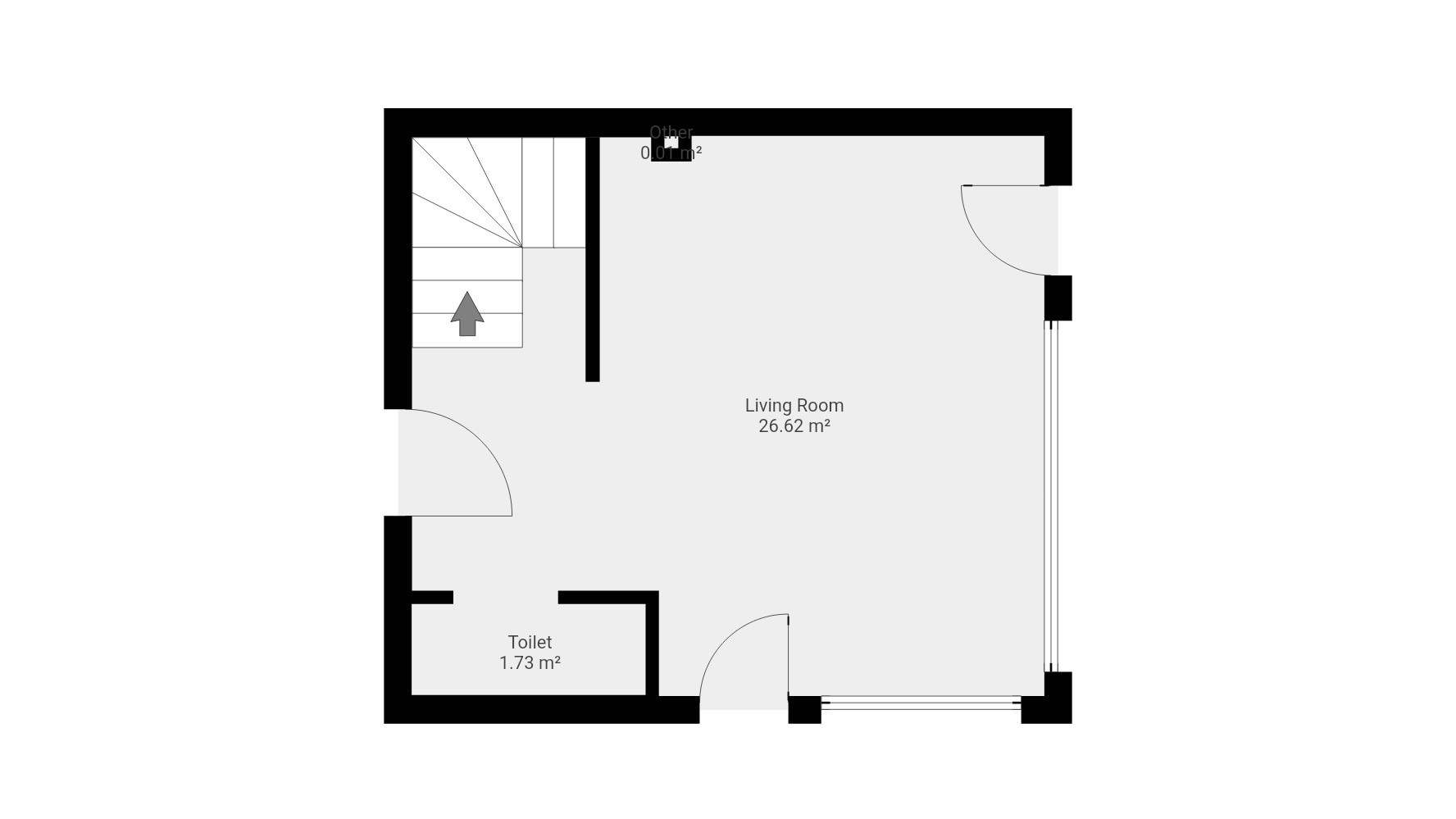 Rzut parteru — salon, toaleta